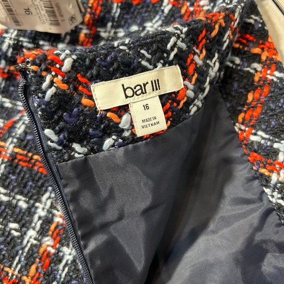 Bar III Tweed Skirt Plaid Zip Back A-Line Career Party Cocktail Size 16 - Picture 5 of 7